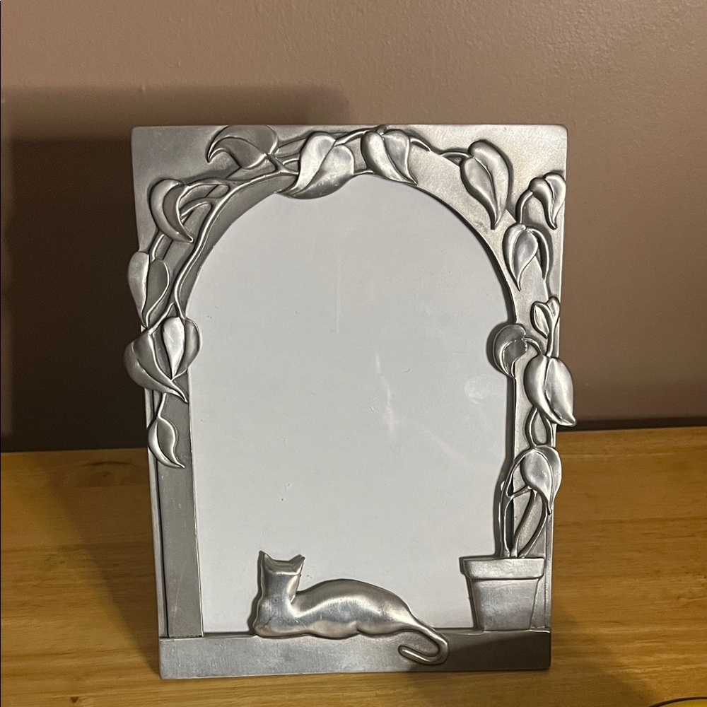 😄Seagull pewter 3D frame cat and plant 2008